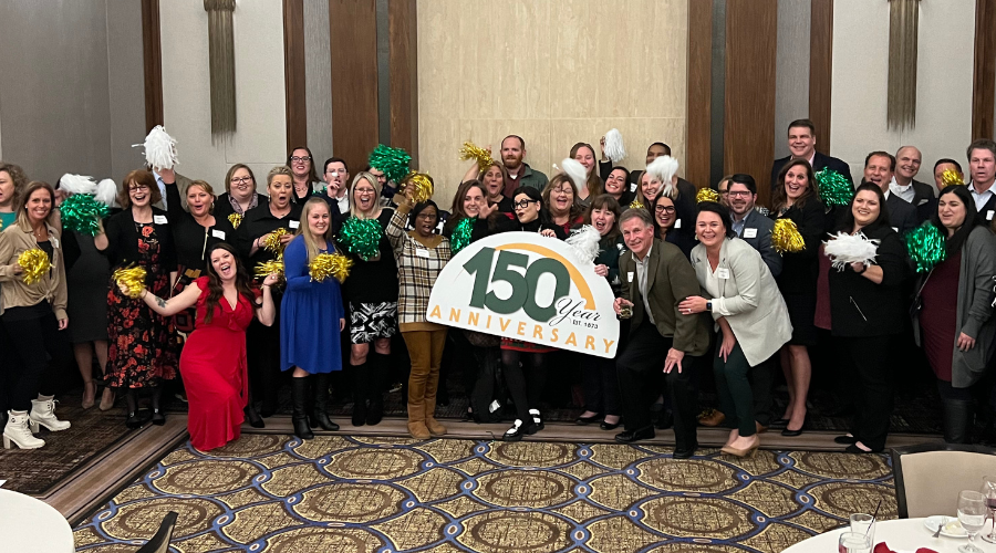 Group picture of employees at 150 anniversary celebration