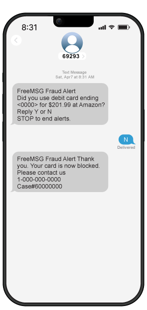 EnFact_MAY26_Smartphone_FraudAlert_295x623 image of a smart phone showing text alerts for EnFact fraud protection