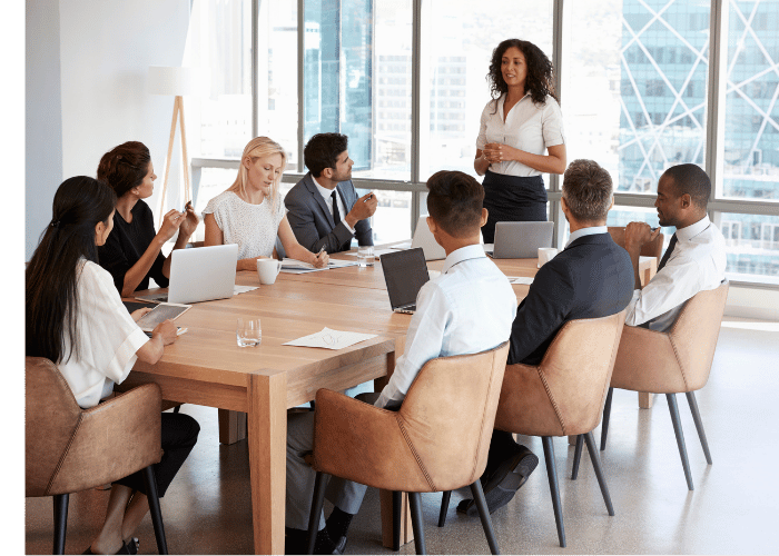 business meeting being held at a table
