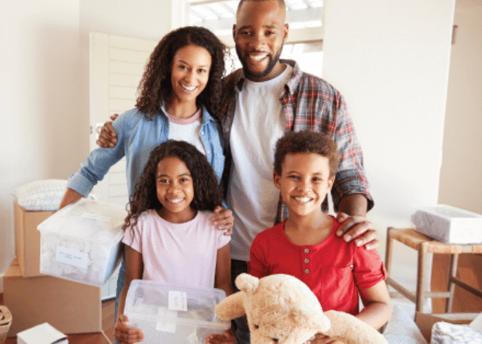 american family moving into new house
