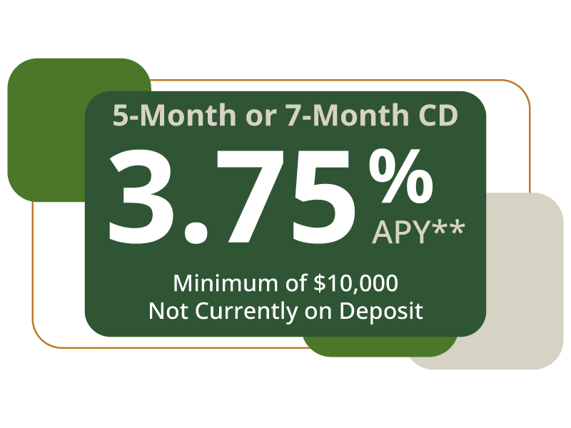 5-month or 7-month CD special rate of 3.75%