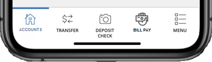 Preview of thumb-bar menu in Horizon's Online Banking App